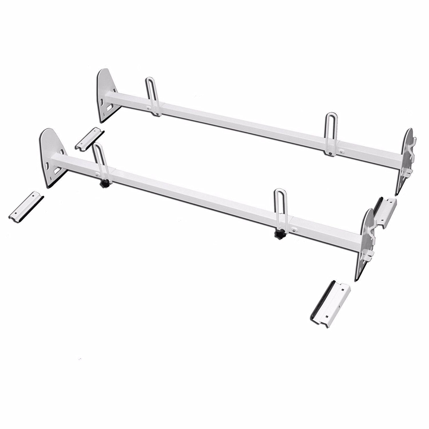 AA-Racks Model X202-TR Transit 2015-On Heavy Gauge Steel 2 Bar Van Roof Rack System w//Ladder Stopper White