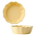 thumbnail image 1 of Qeeadeea Petit Plat Rond de Cuisson, Ensemble de 2, Moule à Tarte en Céramique Coloré, Assiette à Tarte Ronde en Céramique - Jaune - 15x15x5 cm, 16 Oz, 1 of 7