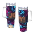 thumbnail image 3 of Lsque Sml Jeffy Pattern 40 OZ Ice Bully Cup with Handle and Straw, Double Wall Stainless Steel Tumbler Travel Coffee Cup with Lid for Christmas Present, 3 of 8