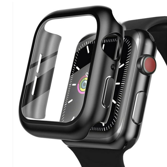 For Apple Watch Series 6 (40mm) / SE (40mm) / Series 5 (40mm) / Series 4 (40mm) Case, Clear TPU Protective Cover Armor + Tempered Glass Screen Protector [Black]
