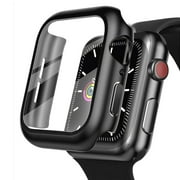 For Apple Watch Series 6 (40mm) / Series 5 (40mm) / Series 4 (40mm) Case   Tempered Glass Screen Protector, Clear TPU Protective Cover Armor, Shock Adsorption [Black]