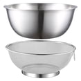 thumbnail image 1 of SHISUYAN 2pcs Stainless Steel Mesh Colander Kitchen Metal Basin Fine Mesh Strainer Basket Washing Colander, 1 of 8