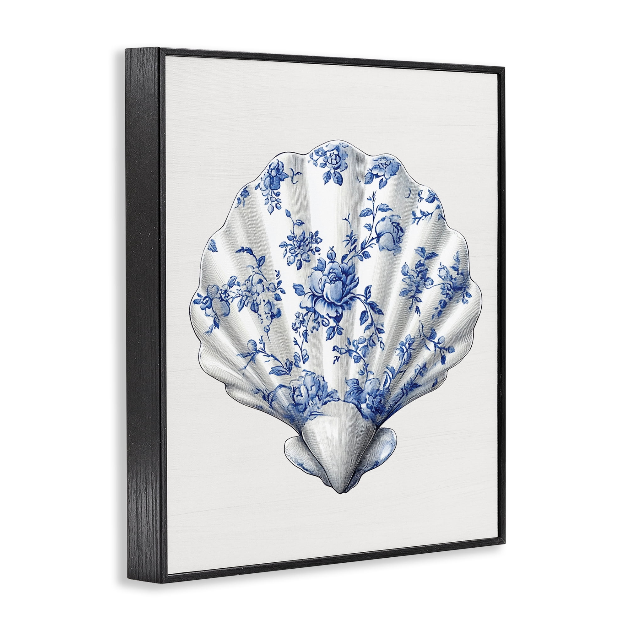 Funky Toile Seashell Black Framed Giclee Art, design by Lettered and Lined