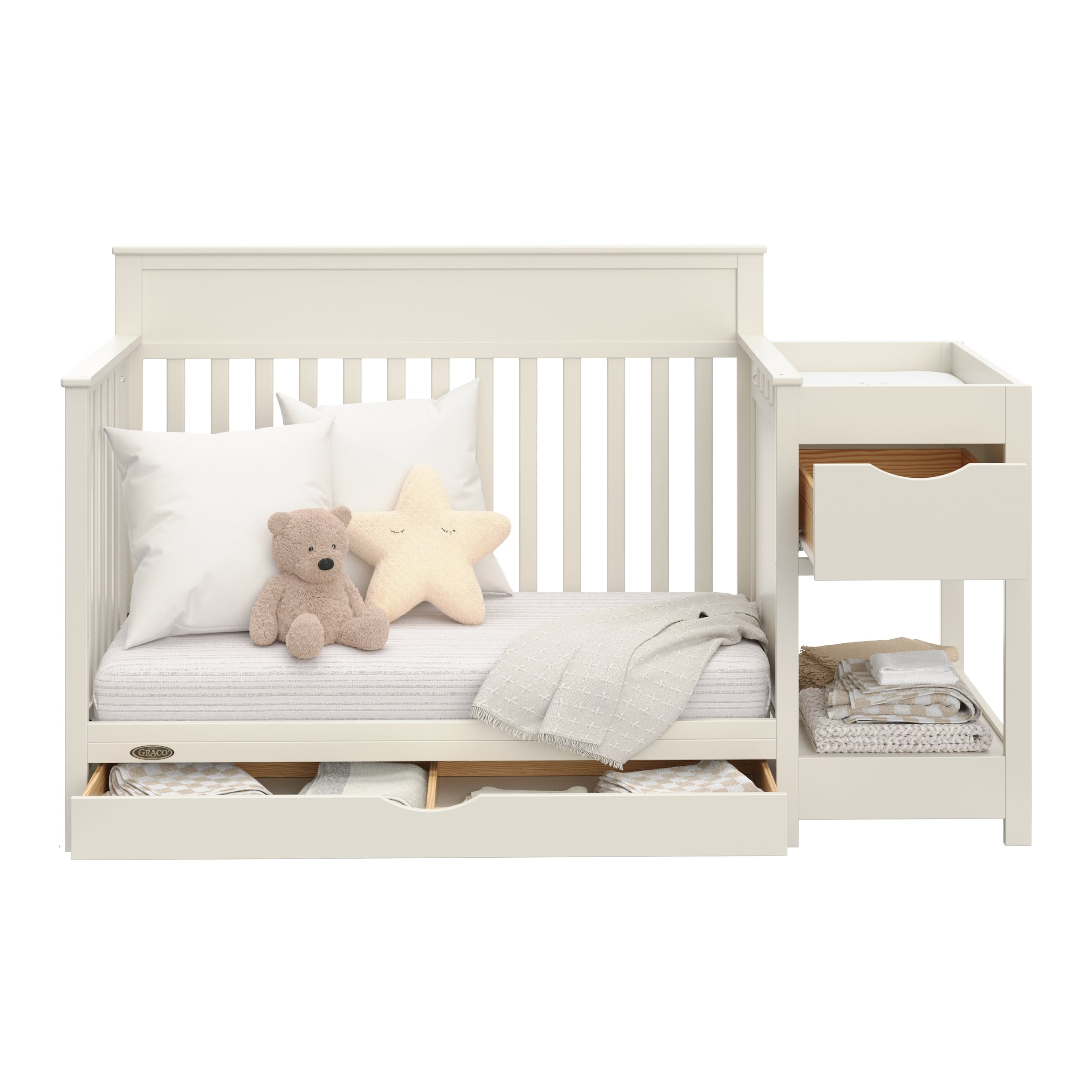 Graco Shiloh Convertible Baby Crib and Changer, Frosted Oat