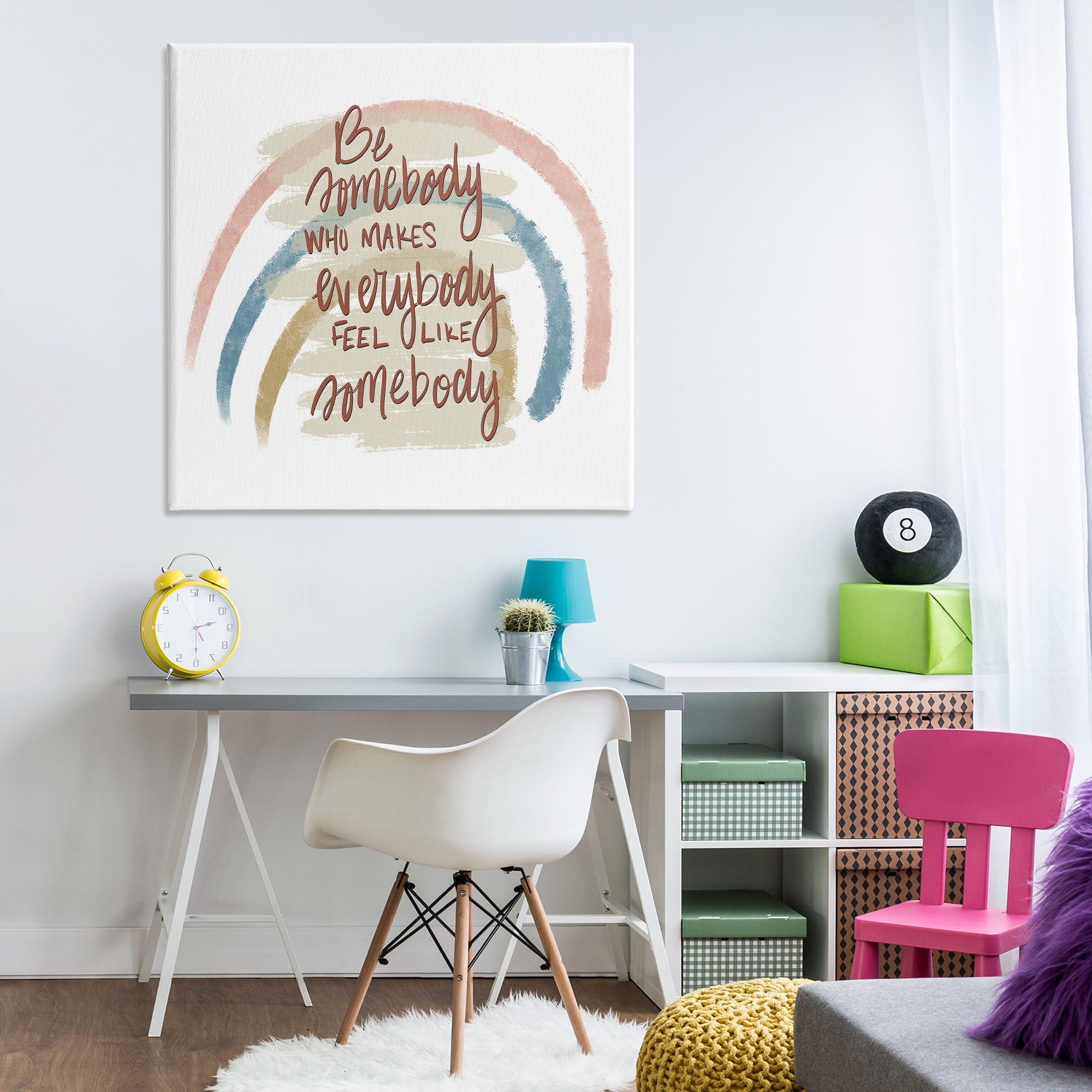 Stupell Industries Inspirational Be Somebody Text & Numbers Painting Wrapped Canvas Art Print Wall Art, 36 x 36