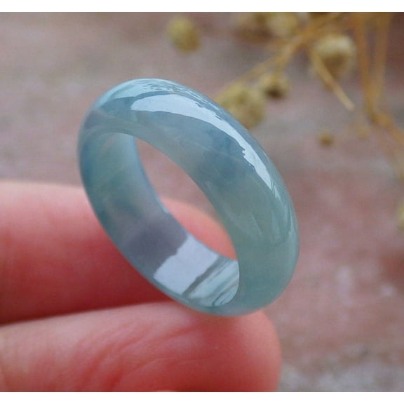 Certified Icy Green Pale Lavender Burma 100% Natural A JADE Jadeite Circle RING USA. 5.25 RING 673654 TN