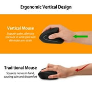 iNova 2.4G Wireless Vertical Mouse Ergonomic Optical Mice With 6 Buttons 3 Adjustable DPI 800/1200/1600 Levels for Laptop PC Computer