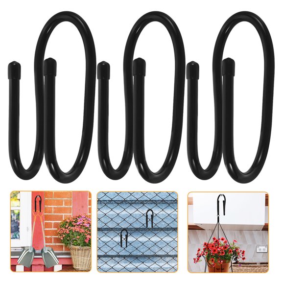 CIMAXIC Compact Hook Fence Hooks Black Easy Installation Home 6pcs