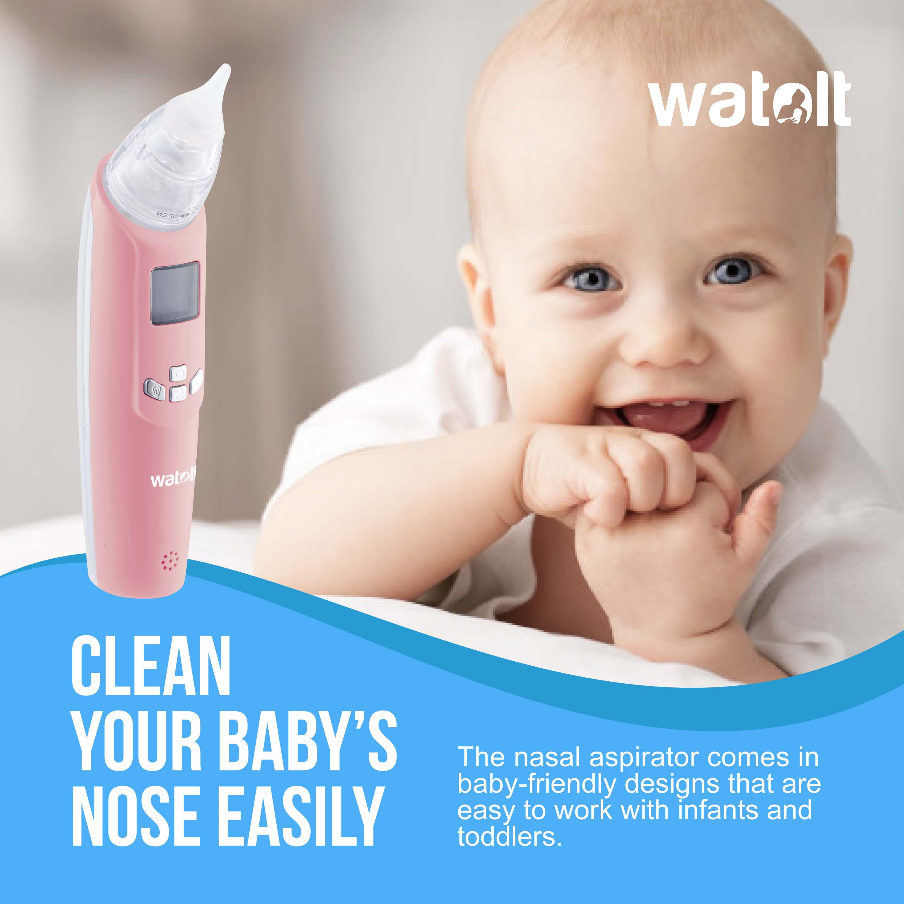 Watolt Baby Nasal Aspirator - Electric Nose Suction for Baby - Automatic Booger Sucker for Infants - Battery Powered Snot Mucus Remover for Kids Toddlers (White, Standard)