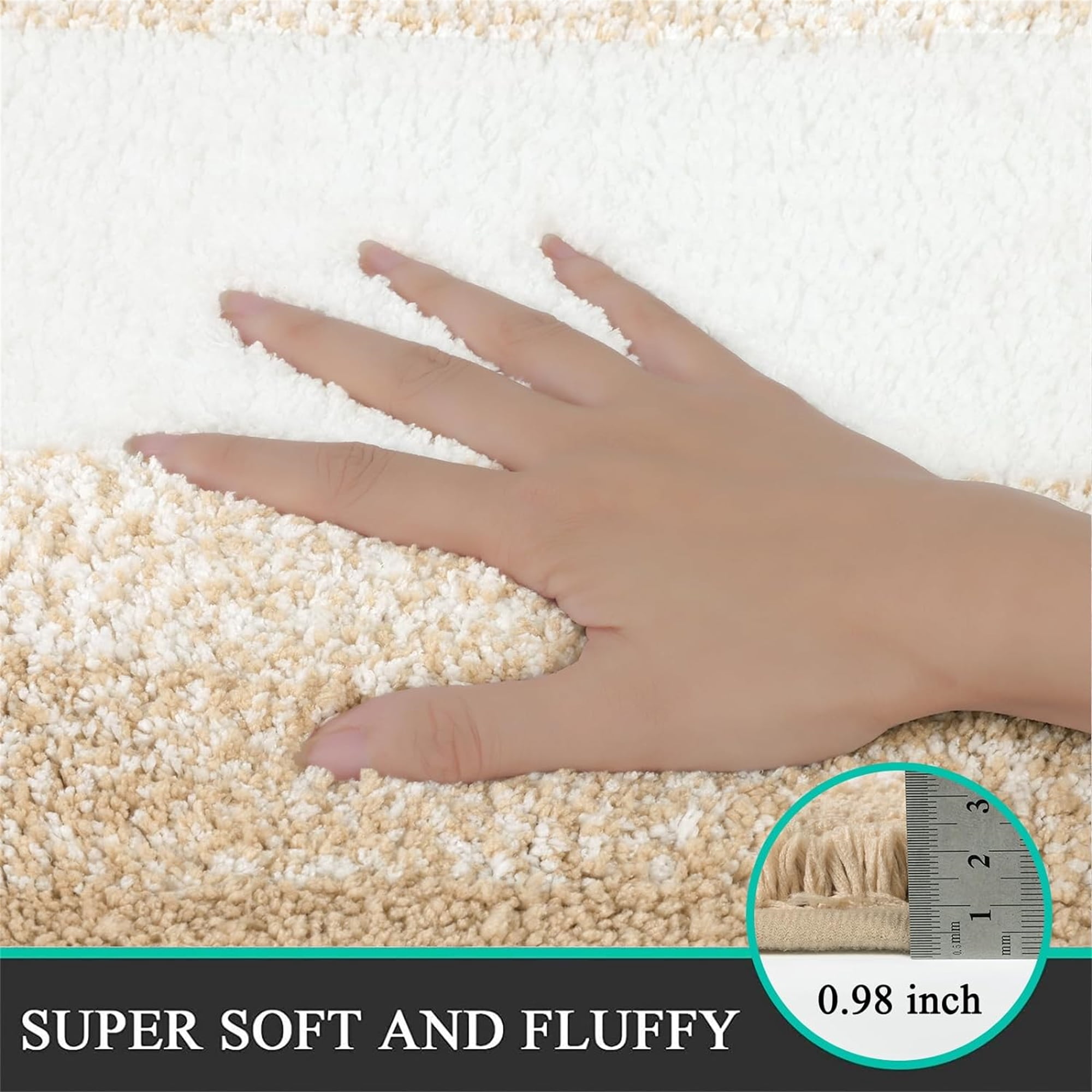 Ileading 2 Piece Bath Rug Set Microfiber Washable Non Slip Bathroom Rug and Mat Set, Beige