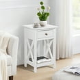 thumbnail image 4 of eHemco X-Side Rathe Nightstand End Table Side Table with Drawer and Storage Shelf, White, 4 of 4