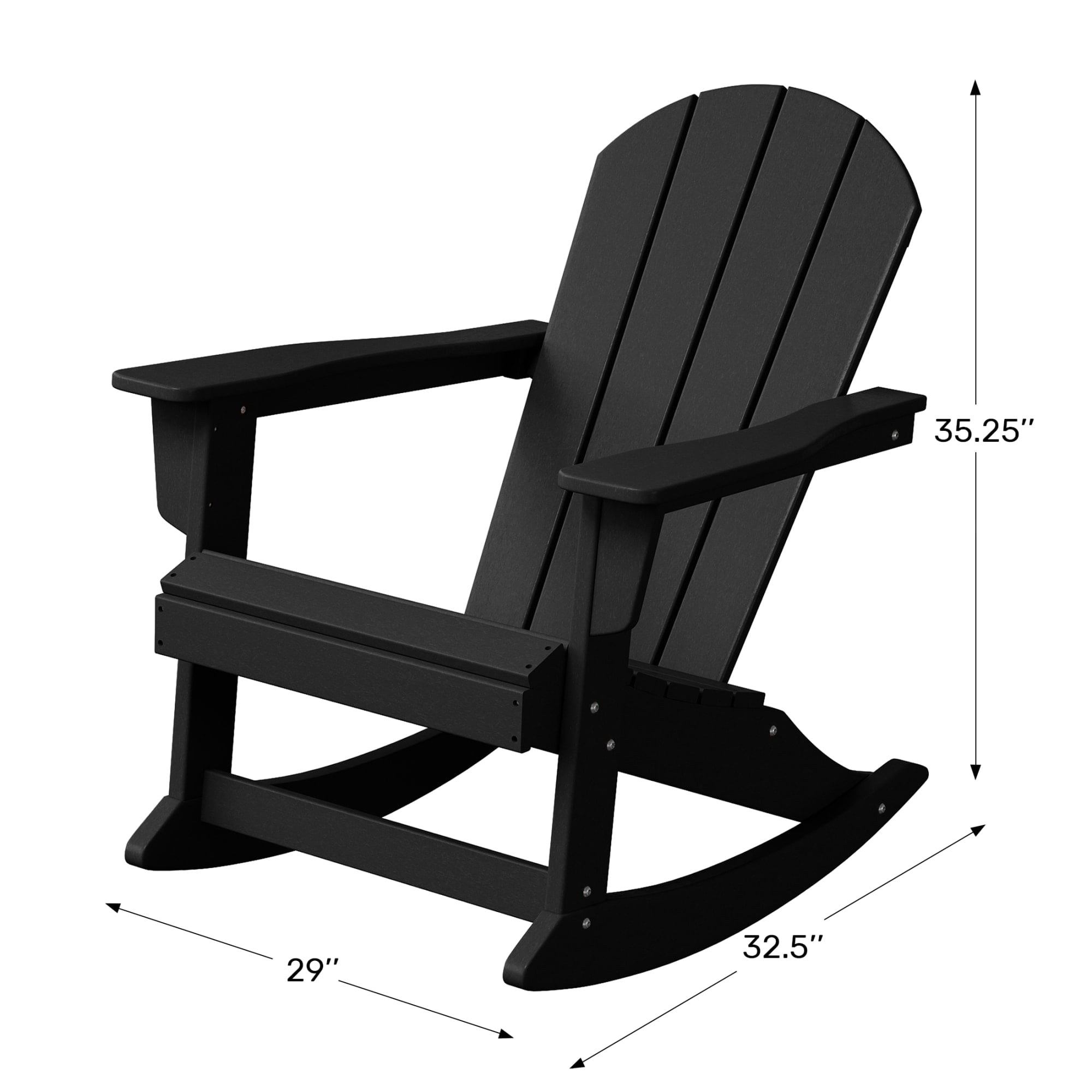WestinTrends Malibu Outdoor Patio Porch Rocking Adirondack Chair (Set of 2), Black