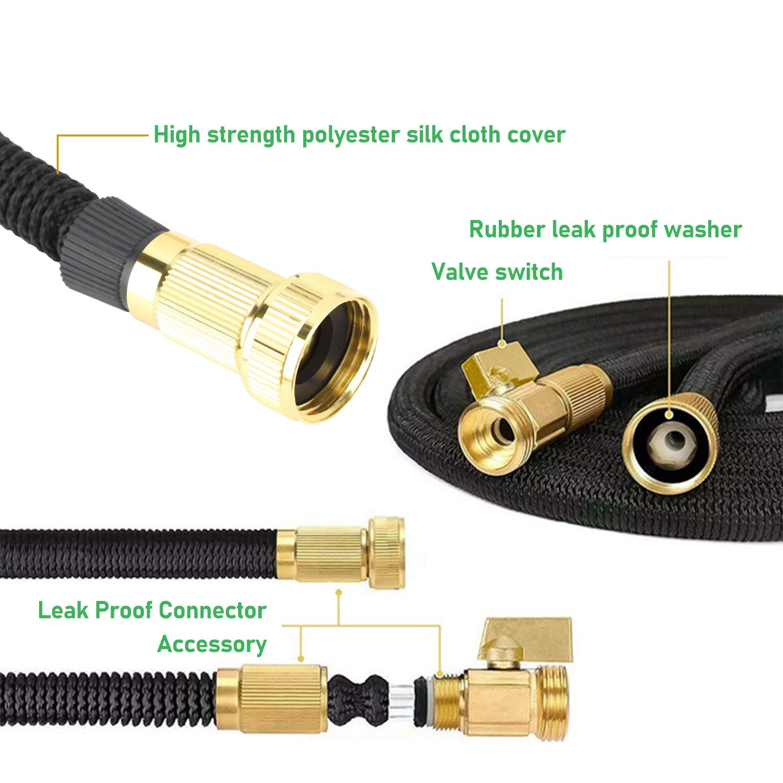 Garden Watering Hose 3x Expandable 7.5m Leakproof with High Pressure Spray Nozzle Pipe for Car Washing Plant Irrigation US