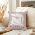 thumbnail image 3 of Ethan Taylor People and Portraits Throw Pillow Soft Cushion Cover 'Matisse Woman Blush Mid-Century Modern Female' Pattern Decorative Square Accent Pillow Case, 18x18 Inches, Pink, White, 3 of 5