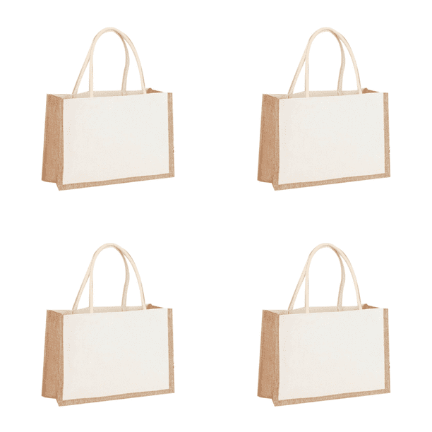 Yute Arpillera Compras Organizador Almacenamiento Comestibles Bolsos (cuadrados)