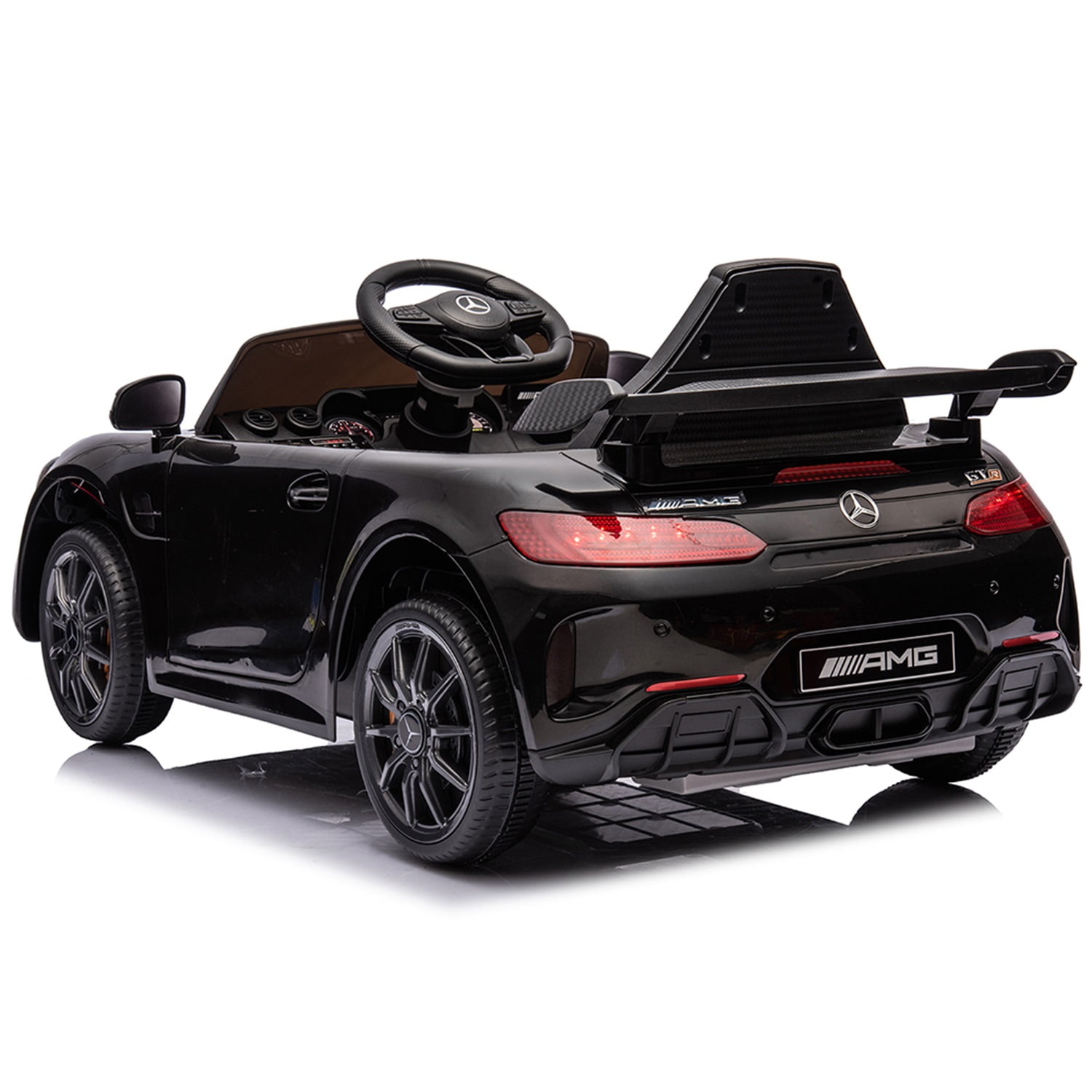 CIPACHO Dual Drive 12V Powered Ride Ons Sports Car with 2.4G Remote Control Licensed Mercedes-Benz AMG GTR for Kids, Black CIPACHO Dual Drive 12V Powered Ride Ons Sports Car with 2.4G Remote Control Licensed Mercedes-Benz AMG GTR for Kids, Black