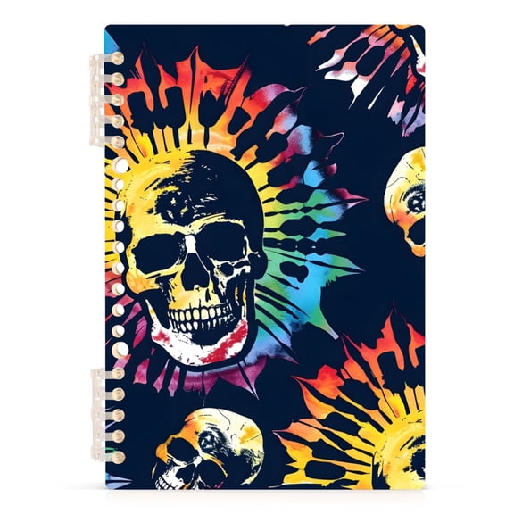 Skull Skeleton Tie Dye Spiral Journal Notebook College Ruled Notebook 8.3" x 5.7" A5 Lined Thick Paper Page