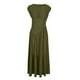 thumbnail image 4 of Sexy Vestido para las Mujeres, Color Sólido sin Mangas Cuello Redondo Plegado Cintura Retracta Tobillo Longitud Maxi Vestido, 4 of 8