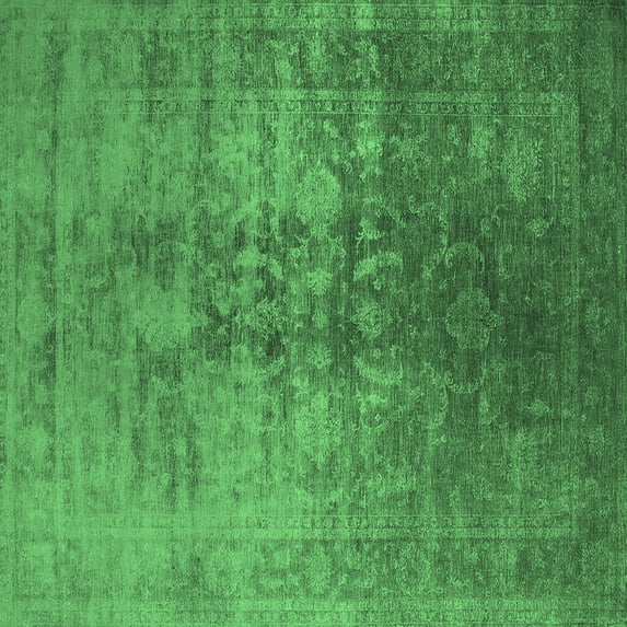 Ahgly Company Indoor Square Oriental Emerald Green Industrial Area Rugs, 7' Square