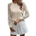 thumbnail image 7 of AXXD Women's Sweatshirts Basic Summer 2024 Trendy Round-Neck Long Sleeve Casual T-shirt Top Solid Blouse, 7 of 7