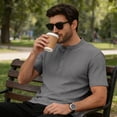 thumbnail image 3 of Fexilor Men's Short Sleeve Henley Shirts,Textured Jacquard Casual Button-Up Tops, 3 of 7
