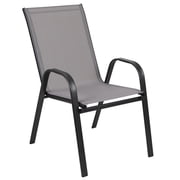 BizChair 4 Pack Gray Outdoor Stack Chair with Flex Comfort Material and Metal Frame