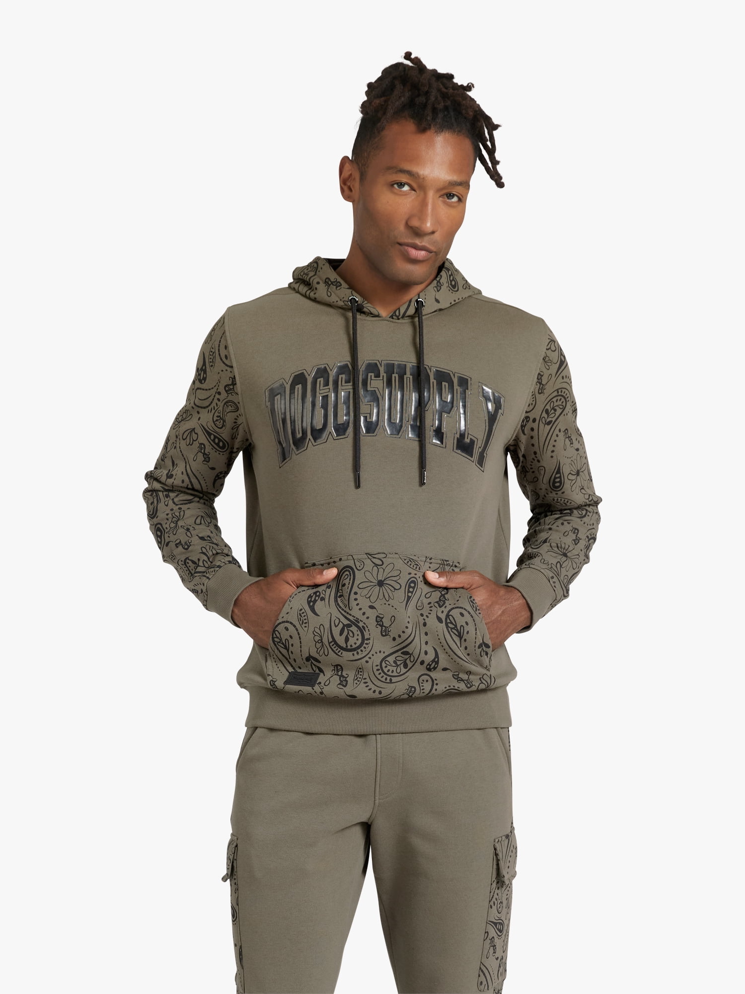 Dogg Supply by Snoop Dogg All-Gender Men's and Women's Paisley Colorblocked Fleece Hoodie, Sizes XS - 3XL