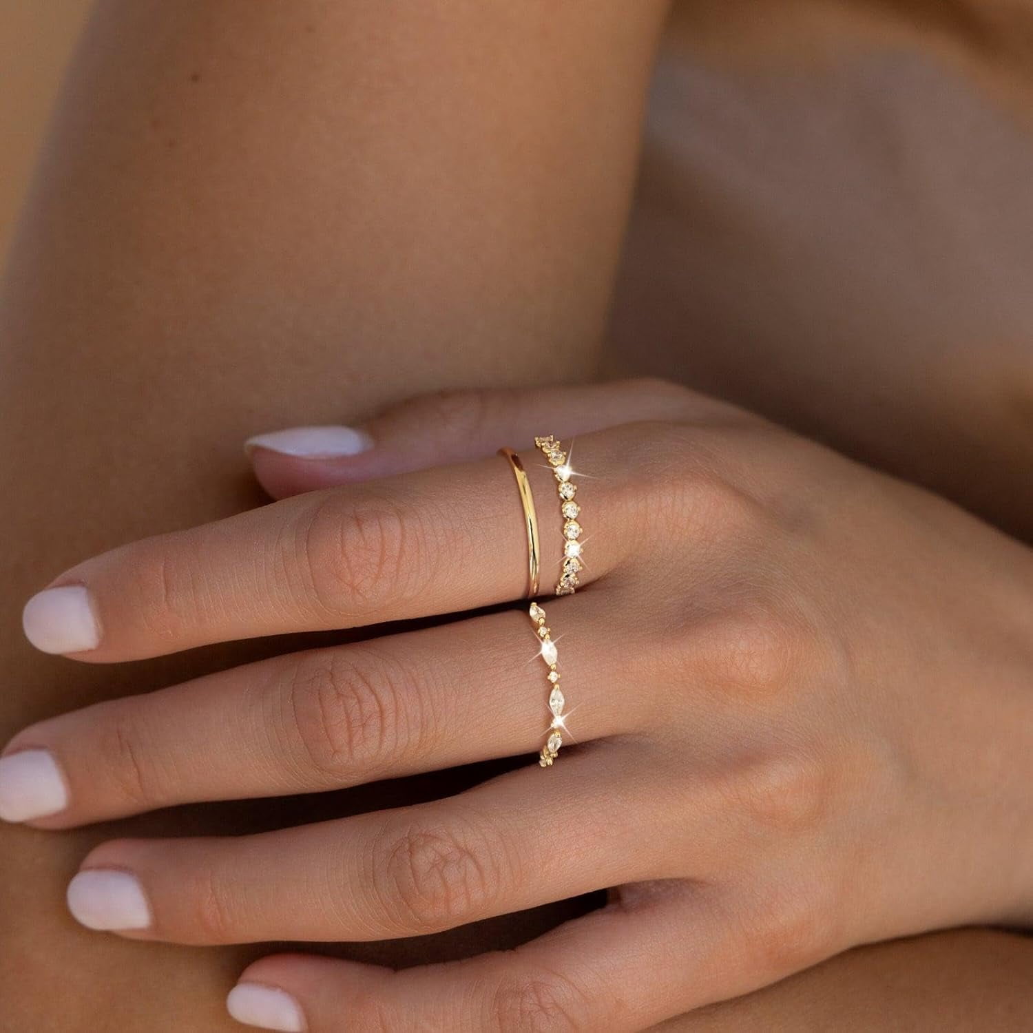 Stackable Rings Solid Gold Dainty Ring 14k Rings For Sale FUNEIA