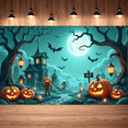 thumbnail image 2 of Spooky Design Halloween Banner Polyester Material Pumpkin Decoration Night Theme Lanterns for Trick-or-Treat Halloween Party Haunted House, 2 of 9