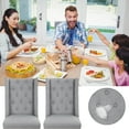 thumbnail image 4 of FDW Set of 2 Grey Elegant Dining Side Chairs Button Tufted Fabric W/ Nailhead，Grey，Dining room, 4 of 7