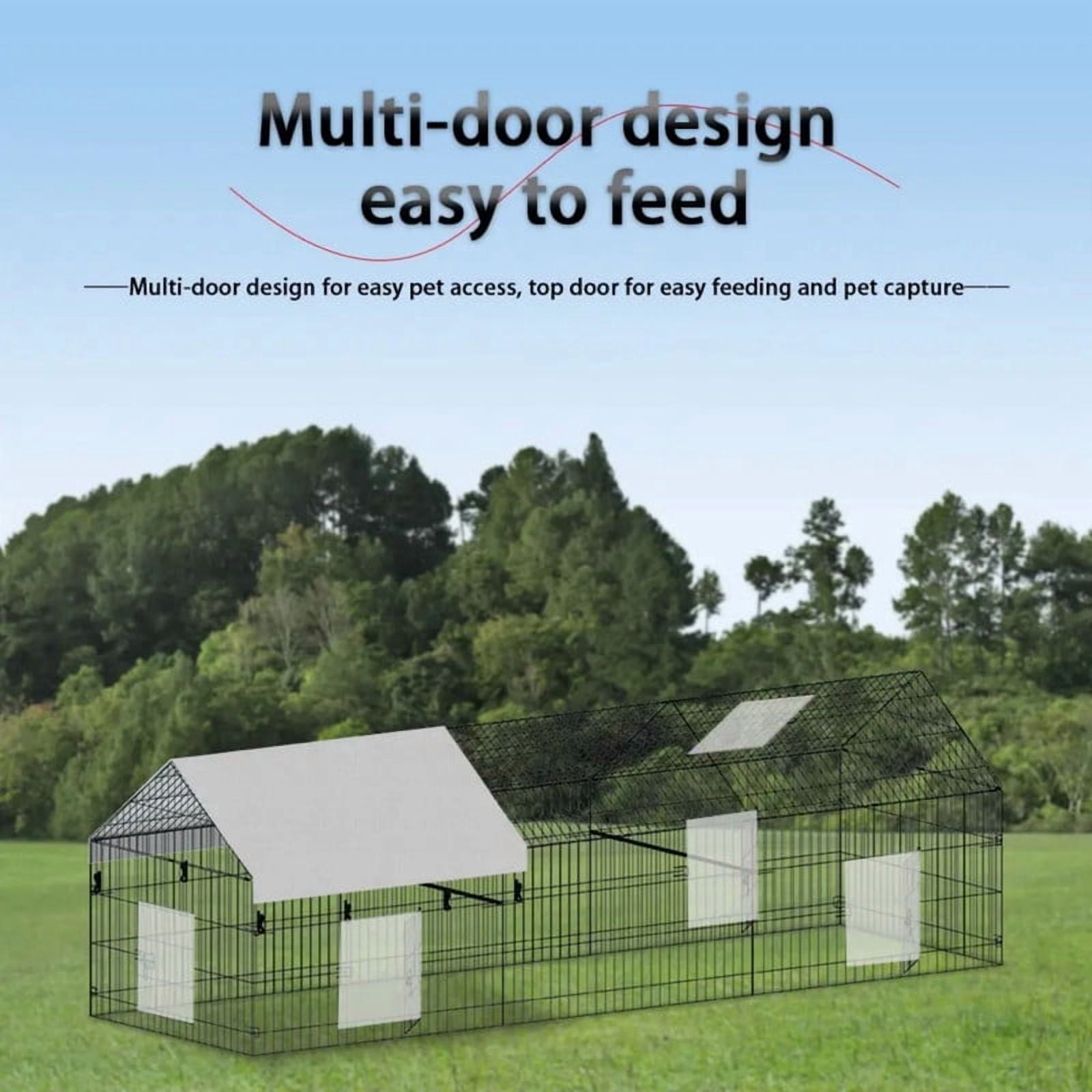Metal Chicken Coop 130"×40"×40" Chicken Run with Waterproof Cover Poultry Cage Walk in Hen House Animal Enclosure Crate Pet Playpen Exercise Pen