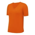 thumbnail image 5 of YEJIMAN Short Sleeve T-shirt, Orange V Neck T Shirts For Women, Women's Round Neck Short Sleeved Loose T Shirt with A Knit Bottom Short Top,, 5 of 9
