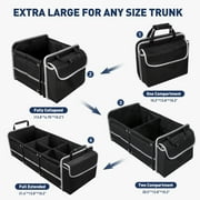 Cshidworld Car Trunk Storage Organizer, 4 in 1 Multi Compartment Collapsible Trunk Storage Box with Leakproof Insulated Cooler Bag for Car Truck SUV