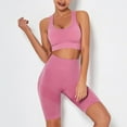 thumbnail image 4 of SWSMCLT Women's 2 Piece Outfits Crop Tank Tops Yoga Sporty 2Pcs Sexy Lounge Sets Activewear Athletic Workout Set High Waisted Biker Shorts Seamless Pink Medium, 4 of 5