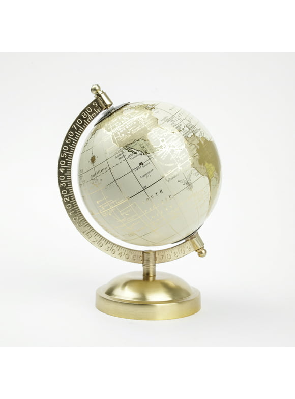 Mainstays Cream and Gold 5.75" x 8" x 5" Tabletop Decorative Globe