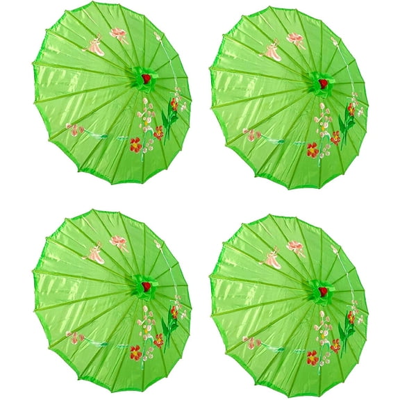 TJ Global PACK OF 4 Japanese Chinese 33" Umbrella Parasol For Wedding Parties, Photography, Costumes, Cosplay, Decoration And Other Events - 4 Umbrellas (Green)