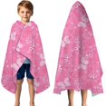 thumbnail image 3 of Pink Butterfly Pattern Hooded Bath Towel，50"x30" for Ages 3 To 12 Kids, Quick Dry Lightweight Soft Microfiber Hood Beach Towel Cover Up for Kids, 3 of 7