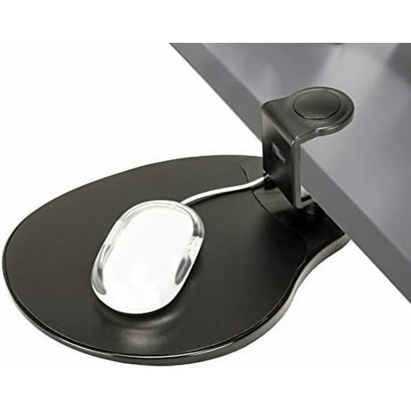 Clamp on Mouse Platform, Clip on Mouse Pad, Rotating 360, Easy Slide Out Tray, Suitable Up to for 1.5" Thickness Desk, for Home, Office to Save Space (Black)$$Office