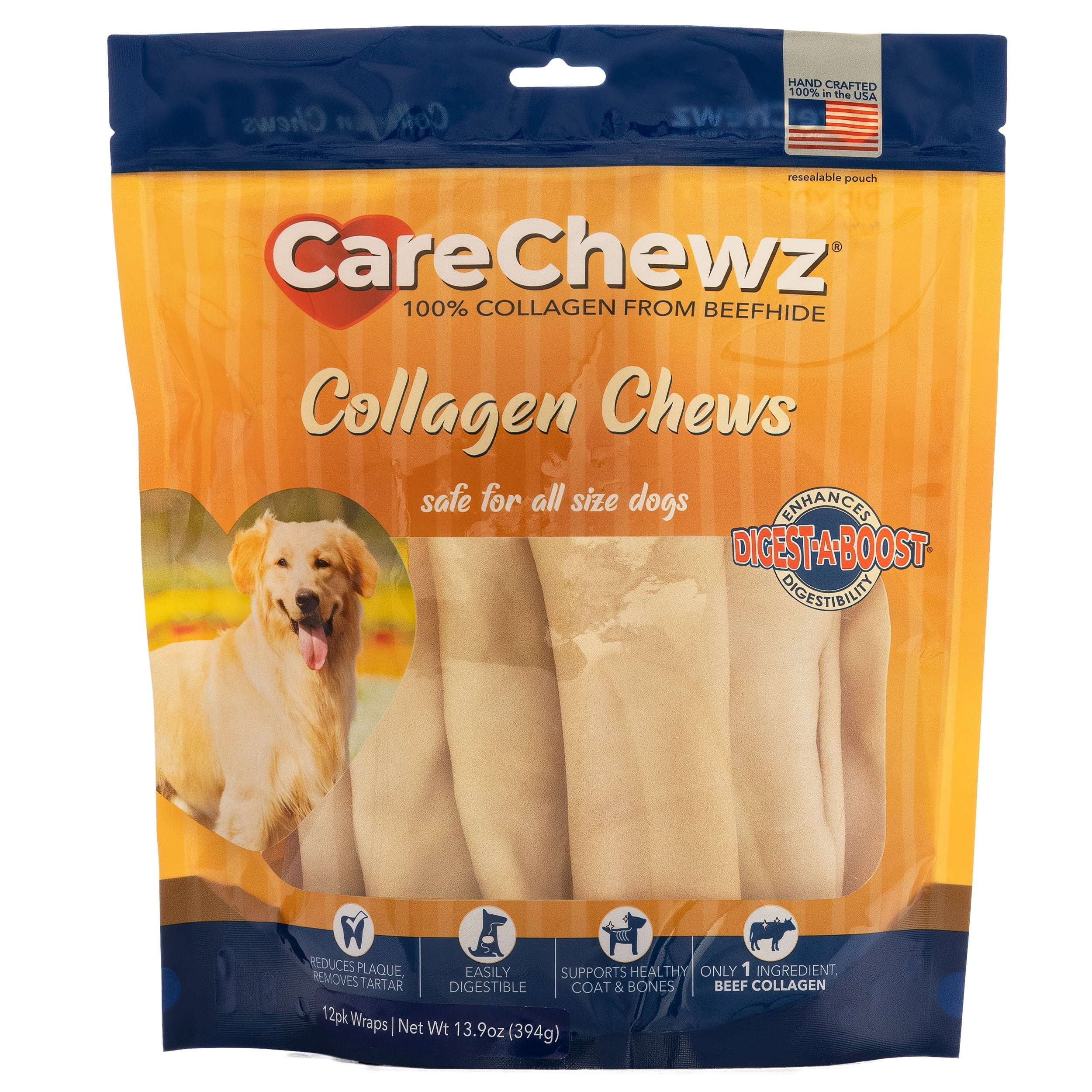 Pet Factory CareChewz Collagen 6-7" Small Wraps Dog Chew Treats - Natural Flavor, 12 Count/1 Pack