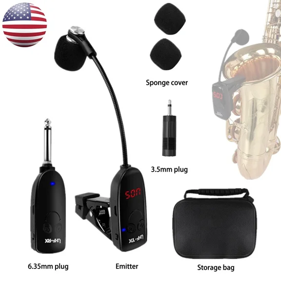 Professional Wireless Saxophone Microphone System for Trumpet Sax Instrument Mic