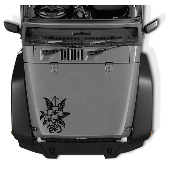 AnyStickerYouWant - Pick a Peice of Maui Hibiscus Flower Vinyl Hood Decal Sticker, 22" Tall Hibiscus Vinyl Hood Decal/Car Window Stickers- Fits on & Compatible with Jeep Wrangler & Jeep Gladiator