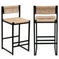 thumbnail image 6 of YIQMI Rattan Counter Height Bar Stools with Cane Backs and Wood Saddle Seats, Black/Wood (Set of 2), 6 of 7