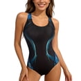 thumbnail image 1 of GDREDA One Piece Swimsuit High Performance Athletic Swimsuit for Women Racing Design with Secure Fit and Triangle Backless Style Blue,L, 1 of 7