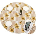 thumbnail image 5 of Round Fitted Vinyl Tablecloth with Elastic Edged & Flannel Backing, Waterproof Wipeable Round Table Cover for Indoor Outdoor Patio Use - Fits Tables up to 45" - 52" Diameter(Sunflower), 5 of 6