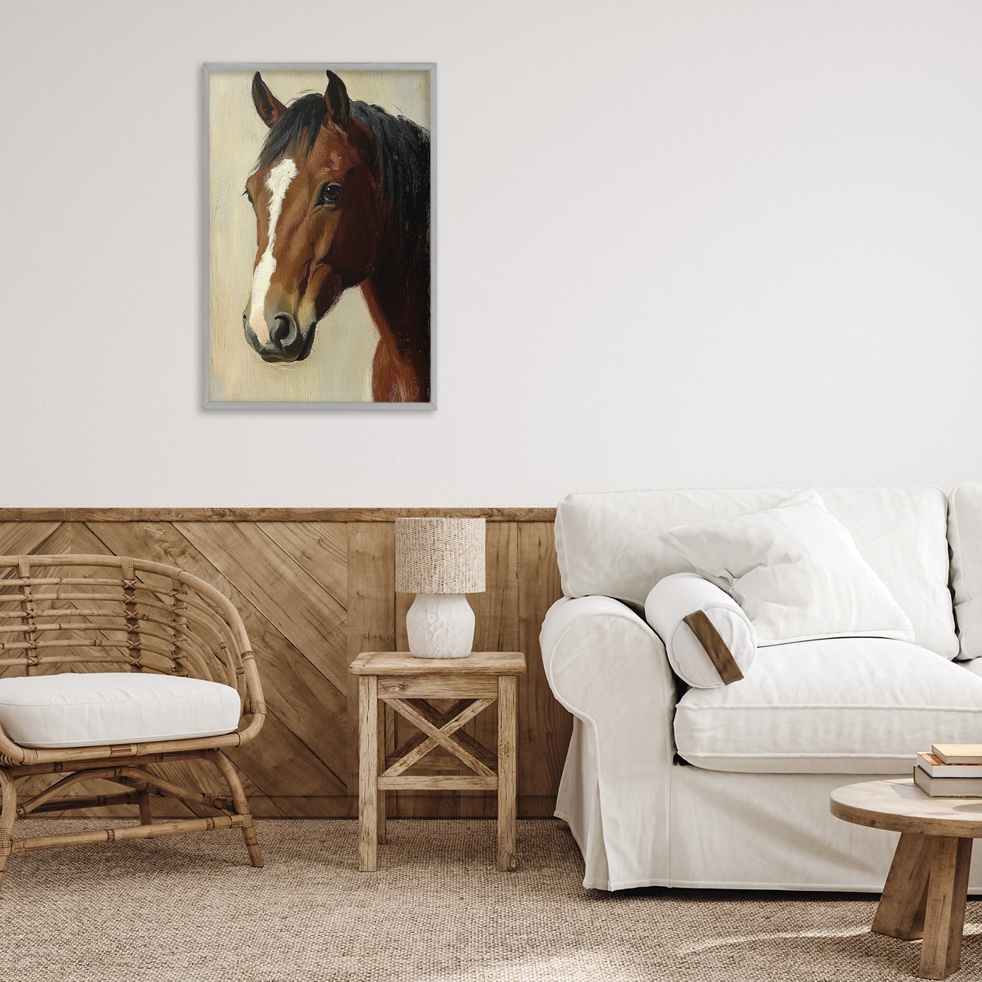 Stupell Industries Beautiful Brown Horse Portrait Gray Framed Giclee Art, design by Petal Prints Design