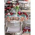 thumbnail image 4 of Outdoor Tablecloth with Umbrella Hole and Zipper, Christmas Snowflakes Round Table Cloth 54 Inch Waterproof Tablecloth, Winter Gingerbread Man Xmas Tree Plaid Picnic Table Cover for Patio Camping, 4 of 7