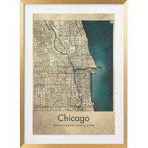 Chicago map Framed Art Modern Wall Decor