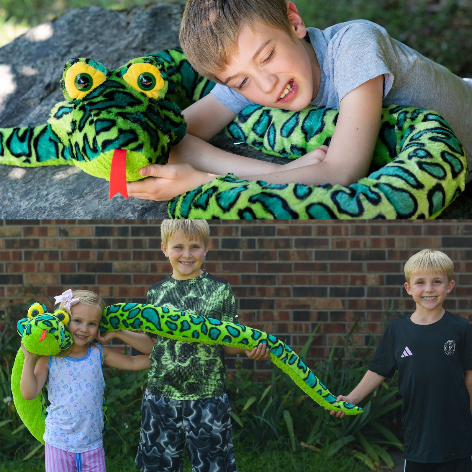 Muiteiur 98'' Giant Snake Stuffed Animal Green Boa Constrictor Snake Plush Toy