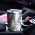 thumbnail image 4 of 30oz Gray Halloween White Ghosts Tumblers Stainless Steel Tumbler with Lid and Straw,Vacuum Insulated Double Wall Travel Tumbler Cups Mug with Cleaning Brush for Coffee,Tea, 4 of 7