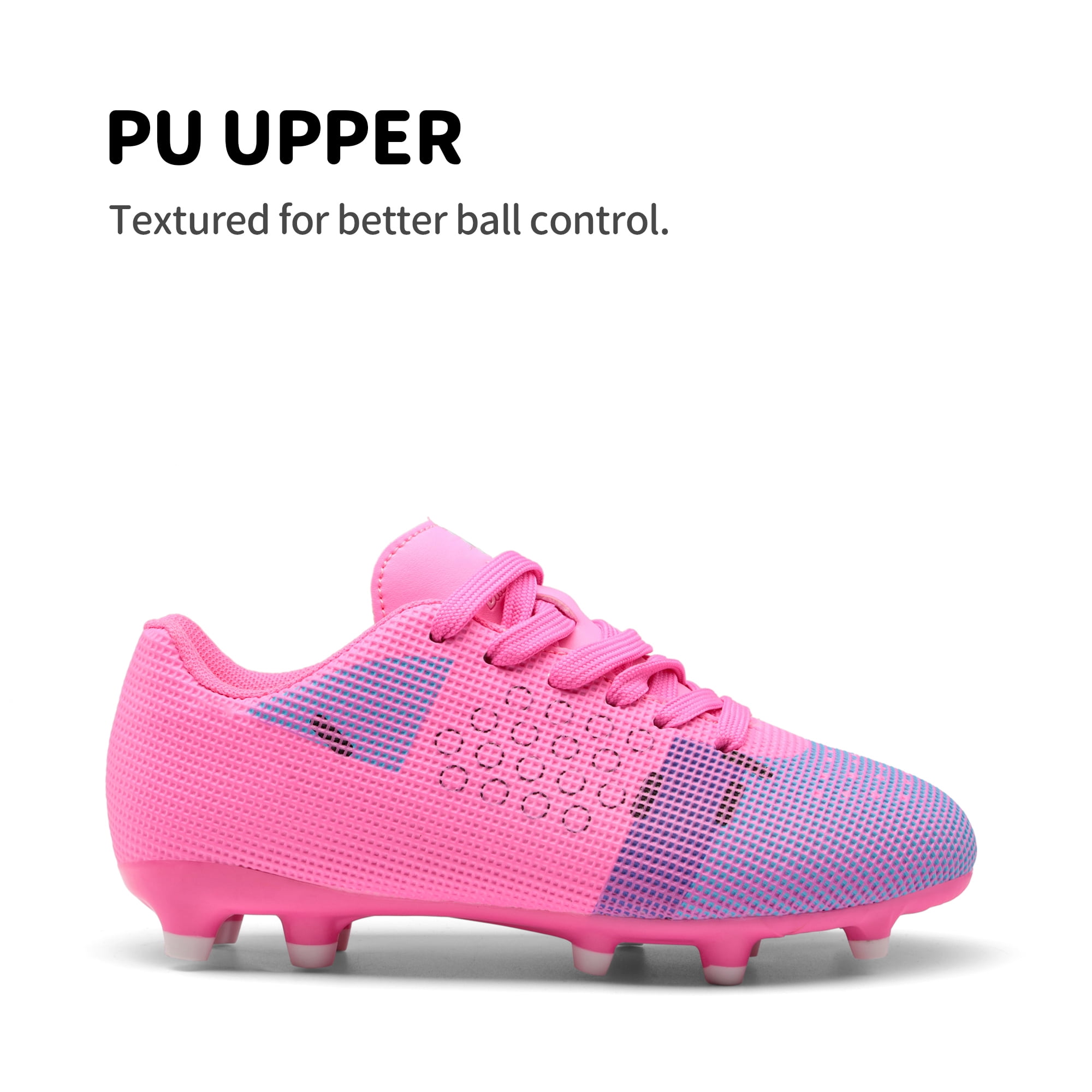 Dream Pairs Boys Girls Soccer Cleats Kids Football Shoes Toddler/Little Kid/Big Kid SDSO224K ROSE RED/WHITE Size 6